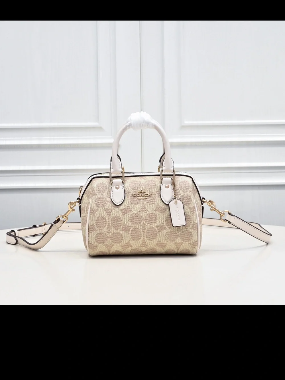 Coach Mini Satchel in Blush Pink and White Trim